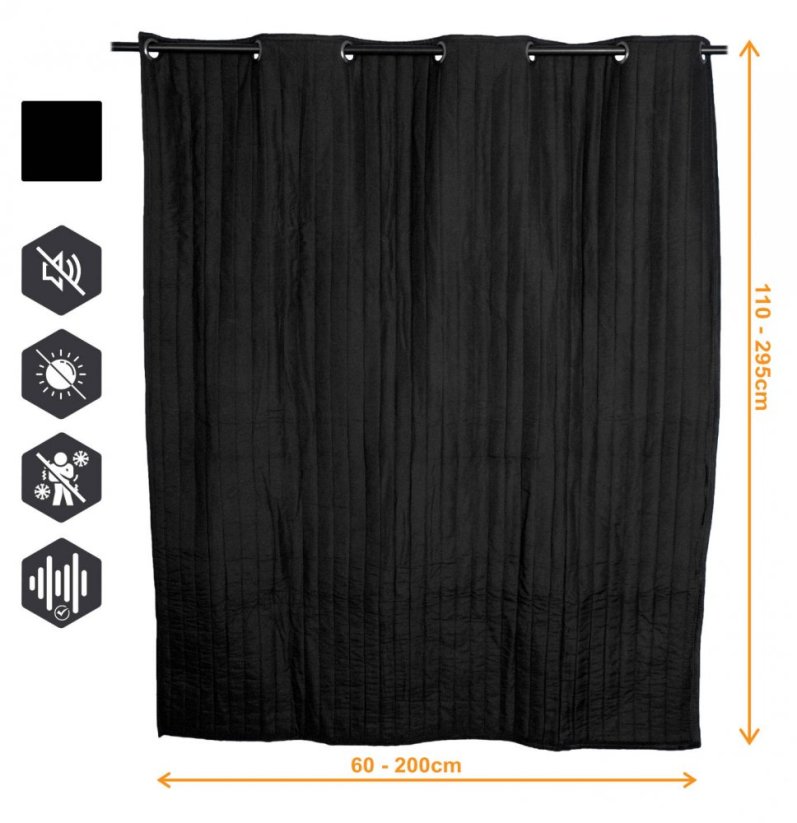 VB2GO deNoise 1300 – Cortina acústica (cortina insonorizante) 1300g/m2,  40mm ojales, opaca, cortina termica 