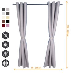 VB2GO deNoise PRO (double couche) 2850 - rideau phonique (rideau acoustique) 2850g /m2, œillets 40mm, occultant, rideau thermique