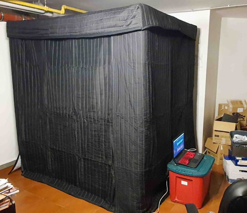 Cabina acústica EchoFree 350 - 150x200x200cm - 1300g/m2, elimina la reverberación, estructura tubular de acero