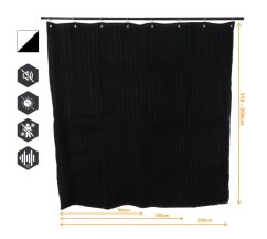 VB2GO SonicVoid 2600 - Rideau occultant acoustique (insonorisation) 1300g/m2, œillets 12mm, anneaux pour tringles à rideaux inclus