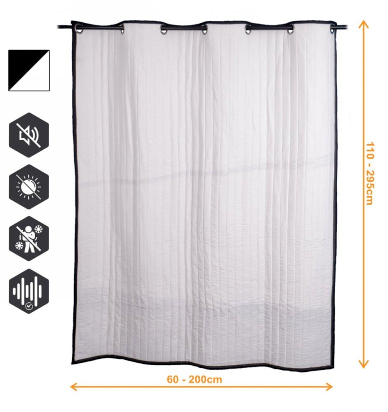 VB2GO deNoise PRO 1550 - Cortina acústica (cortina insonorizante) 1550g  /m2, 40mm ojales, opaca, cortina termica - Anchura de las cortinas: 60cm