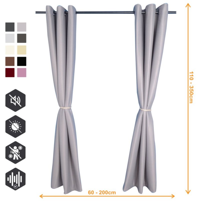 VB2GO deNoise PRO 1550 - Cortina acústica (cortina insonorizante) 1550g /m2, 40mm ojales, opaca, cortina termica - Anchura de las cortinas: 150cm, Longitud de las cortinas: 315cm