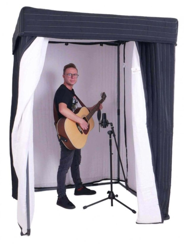 Vocal Booth With Person Guitar 04