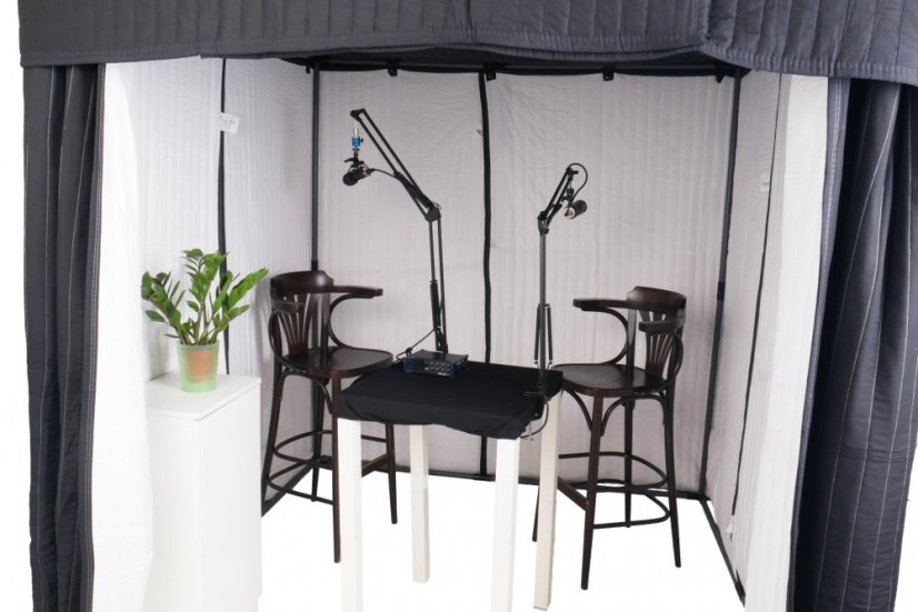 Cabine acoustique EchoFree 500 - 250x250x200cm - 1300g/m2, cadre tubulaire en acier, élimine la réverbération