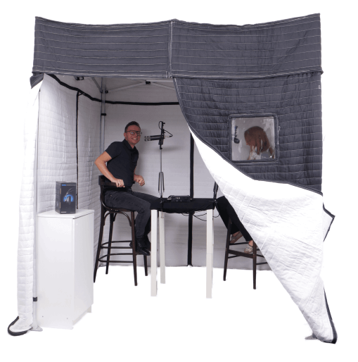 booth open poscast with persons 333