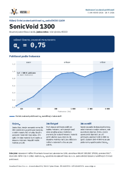 Zertifikat – bewerteter Schallabsorptionsgrad αw = 0,75 – SonicVoid 1300 (einlagig)