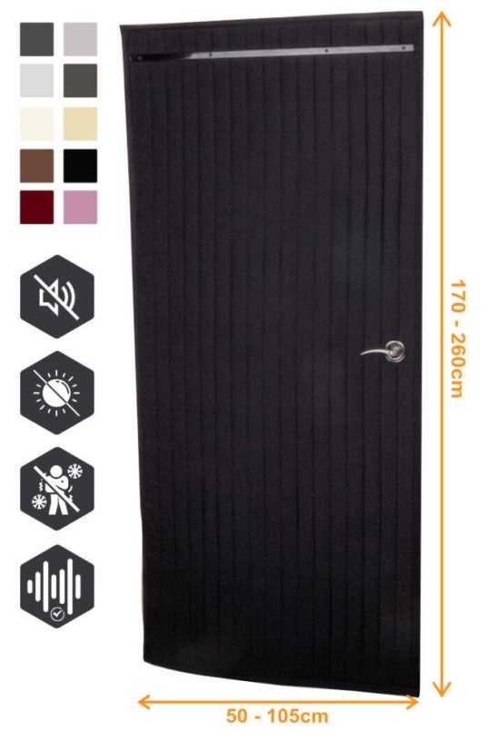 NovaSilence MLV (ALL doors) - Sound insulation for door (MLV + acoustic layer) - Soundproofing panel that you can hang on the door - Door Type & Thickness: Velcro 10cm for any door type